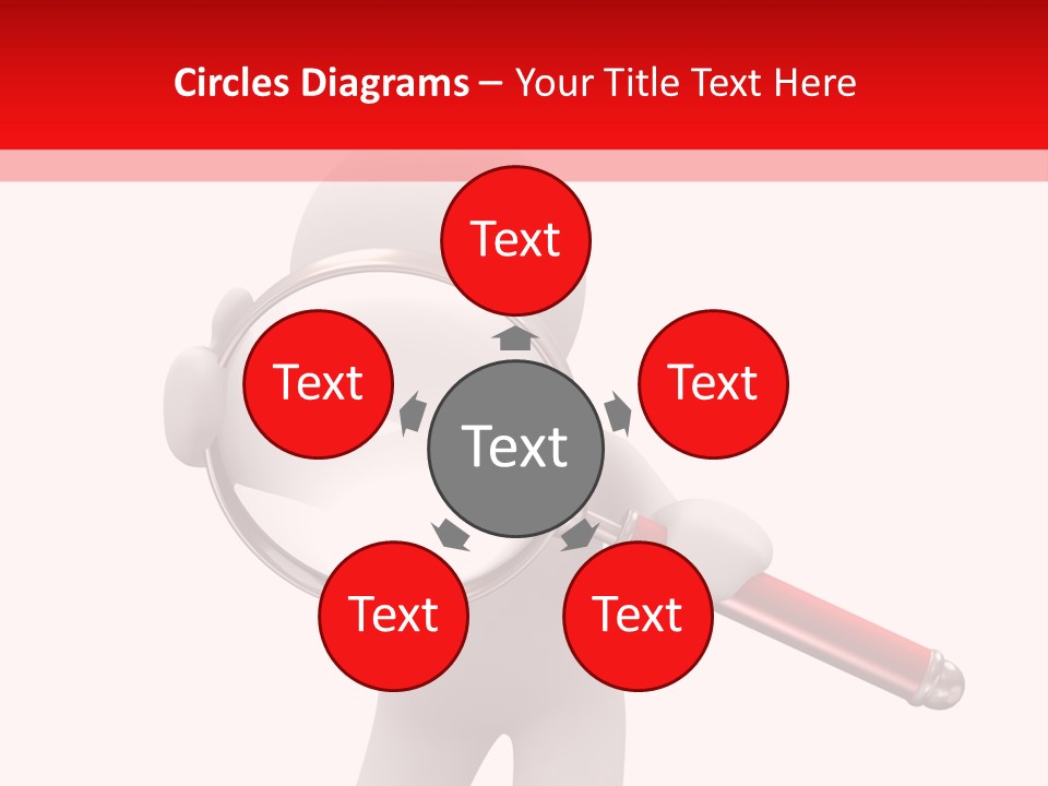 Little Human With Big Magnifier Look For Something PowerPoint Template