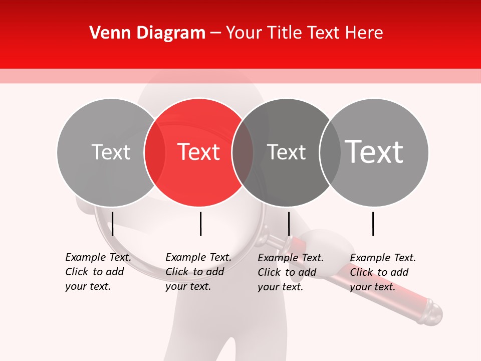 Little Human With Big Magnifier Look For Something PowerPoint Template