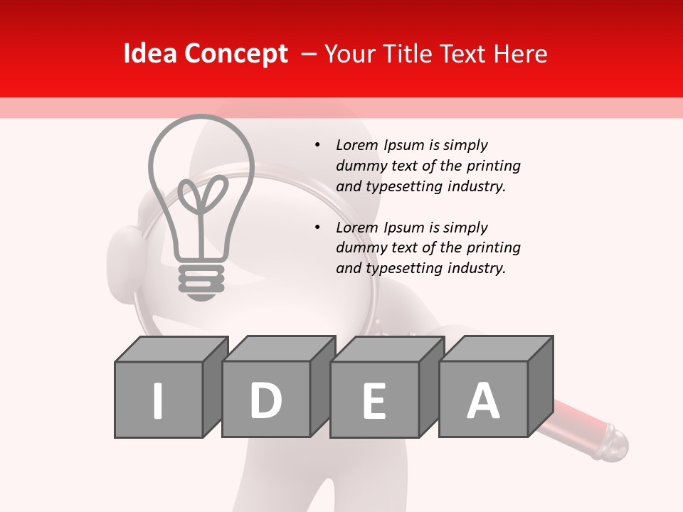 Little Human With Big Magnifier Look For Something PowerPoint Template