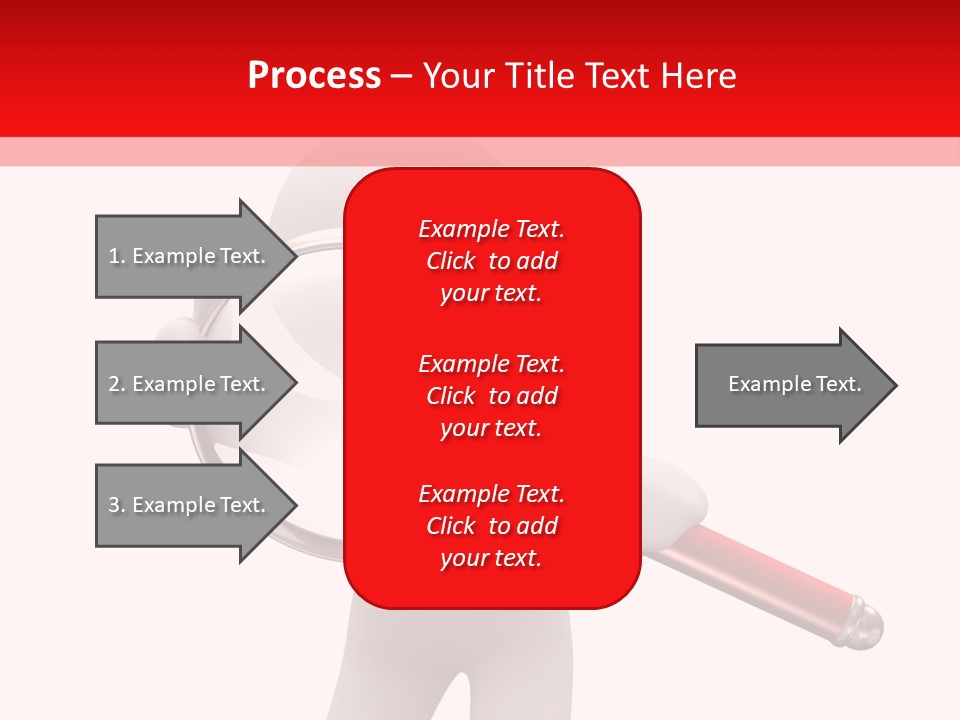 Little Human With Big Magnifier Look For Something PowerPoint Template