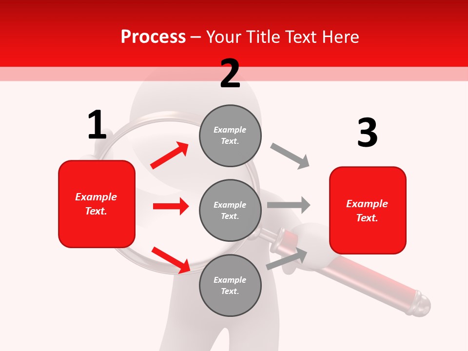 Little Human With Big Magnifier Look For Something PowerPoint Template