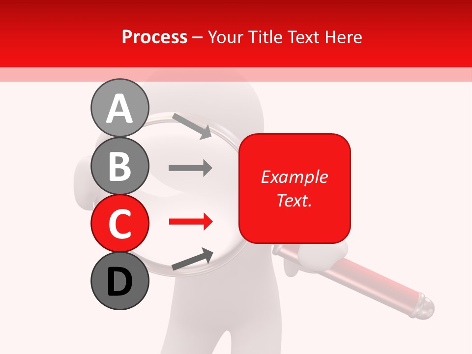 Little Human With Big Magnifier Look For Something PowerPoint Template