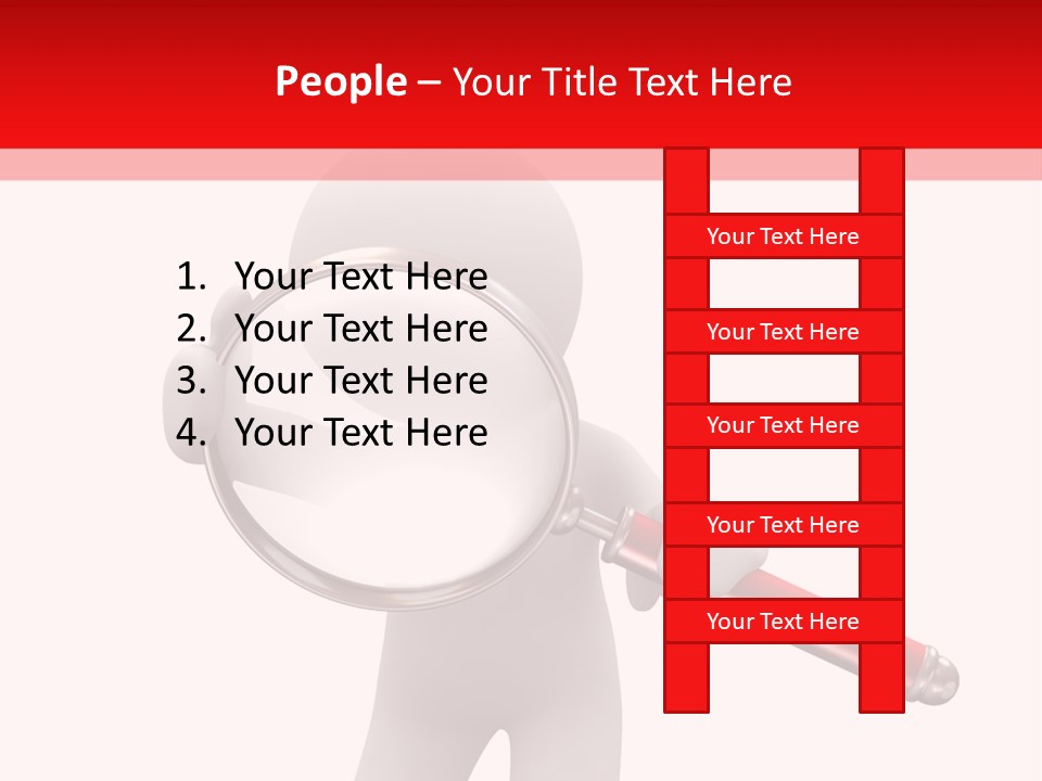 Little Human With Big Magnifier Look For Something PowerPoint Template