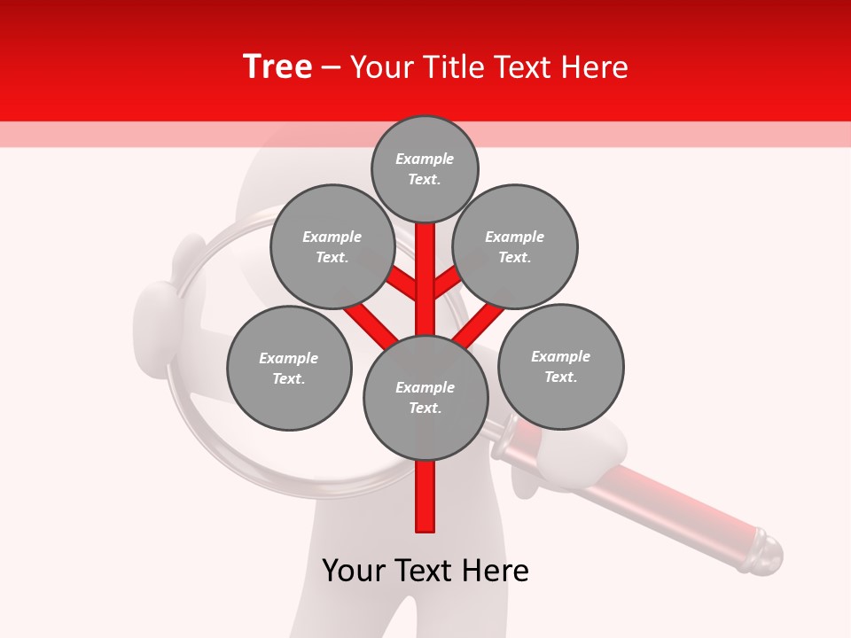Little Human With Big Magnifier Look For Something PowerPoint Template