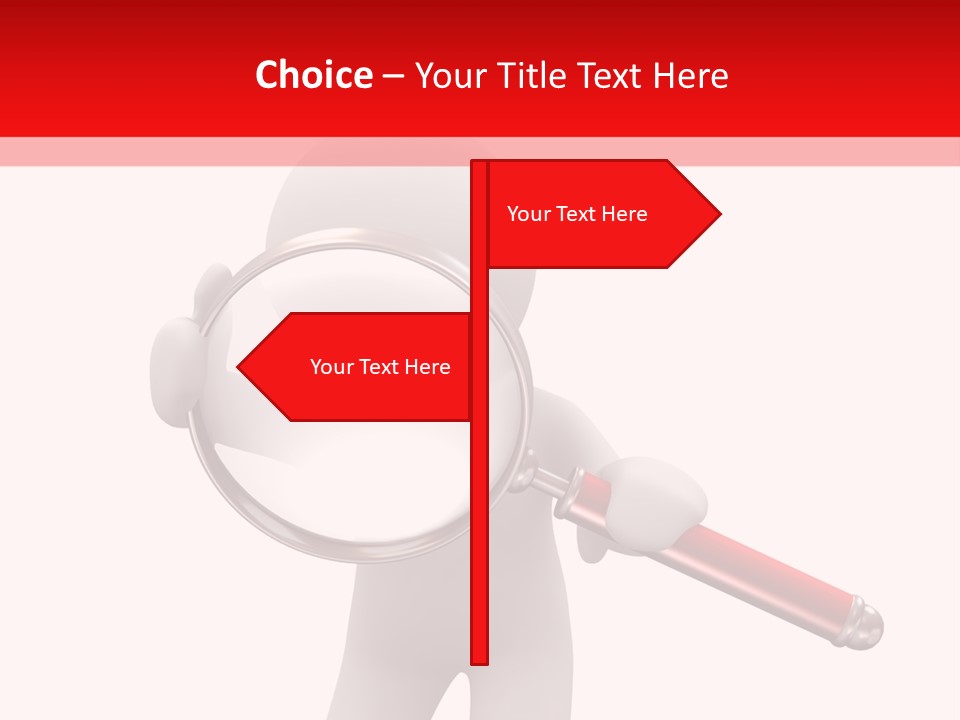 Little Human With Big Magnifier Look For Something PowerPoint Template