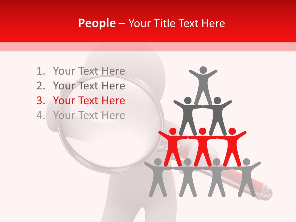 Little Human With Big Magnifier Look For Something PowerPoint Template