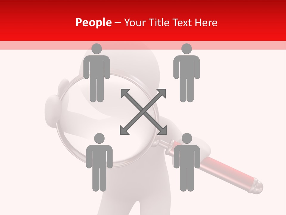 Little Human With Big Magnifier Look For Something PowerPoint Template