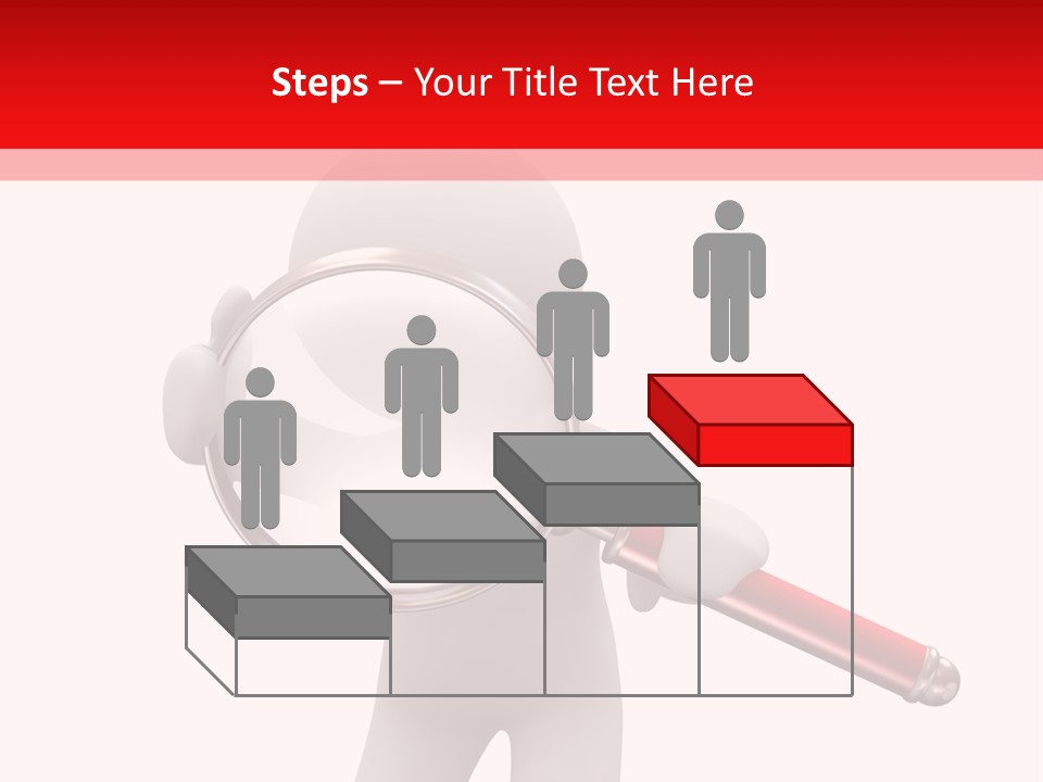 Little Human With Big Magnifier Look For Something PowerPoint Template