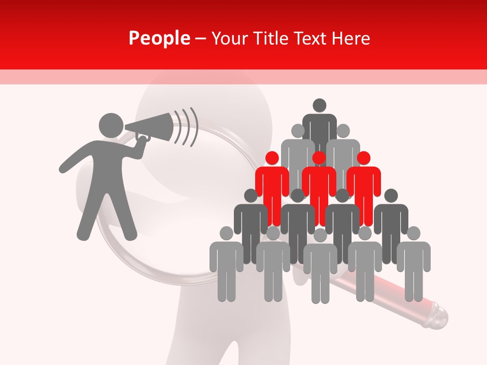 Little Human With Big Magnifier Look For Something PowerPoint Template