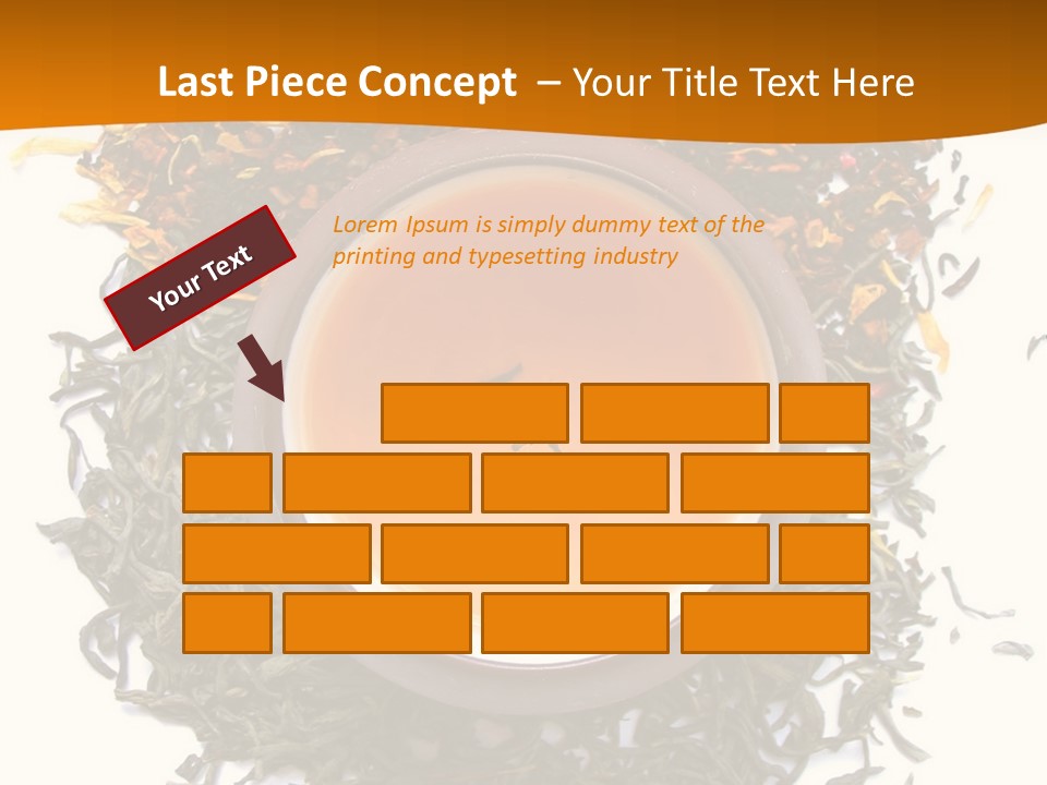 A Mix Green, Black And Flower Tea Leaves With Cup Of Tea PowerPoint Template