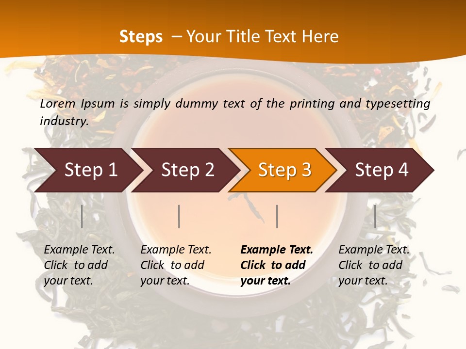 A Mix Green, Black And Flower Tea Leaves With Cup Of Tea PowerPoint Template