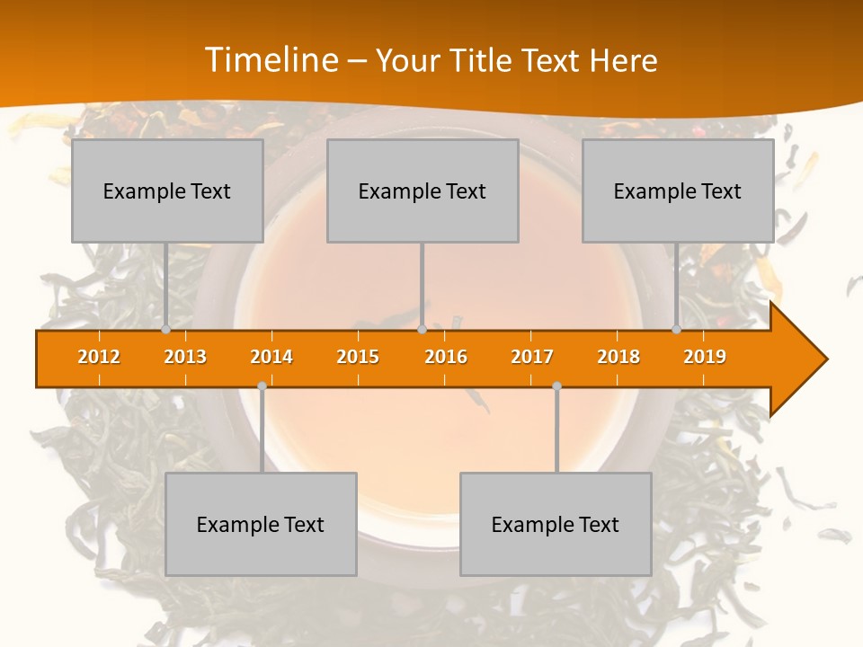 A Mix Green, Black And Flower Tea Leaves With Cup Of Tea PowerPoint Template