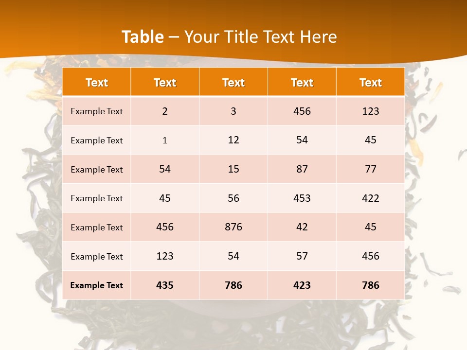 A Mix Green, Black And Flower Tea Leaves With Cup Of Tea PowerPoint Template