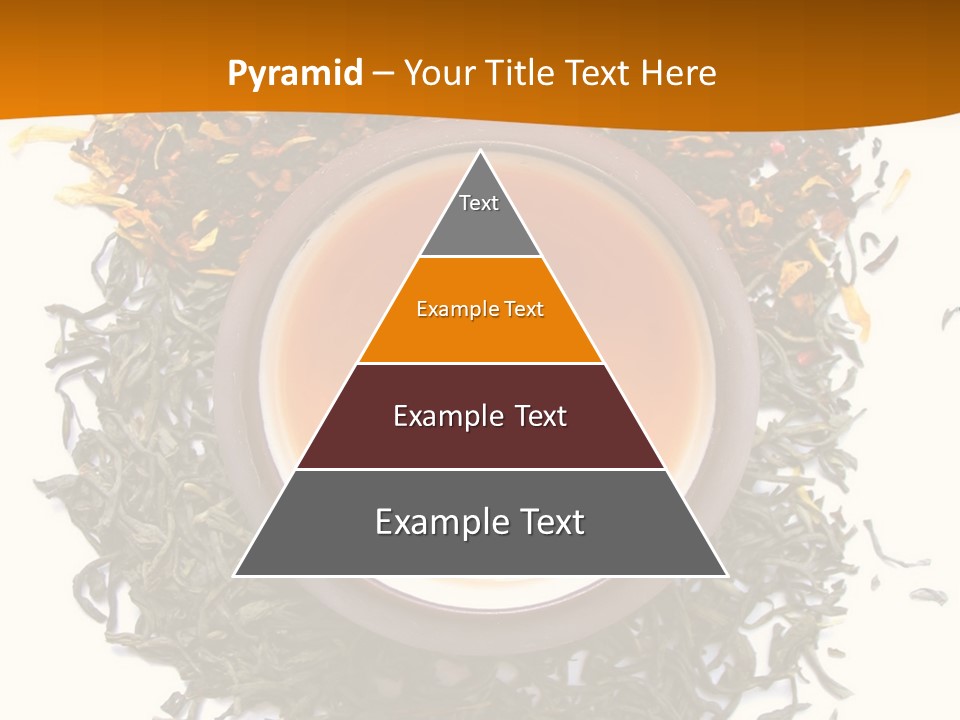 A Mix Green, Black And Flower Tea Leaves With Cup Of Tea PowerPoint Template