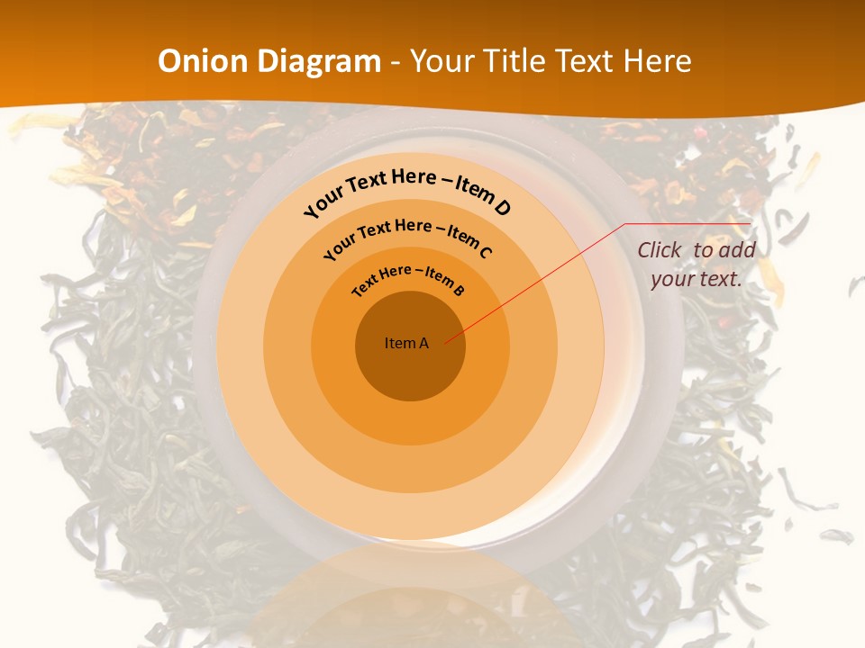 A Mix Green, Black And Flower Tea Leaves With Cup Of Tea PowerPoint Template