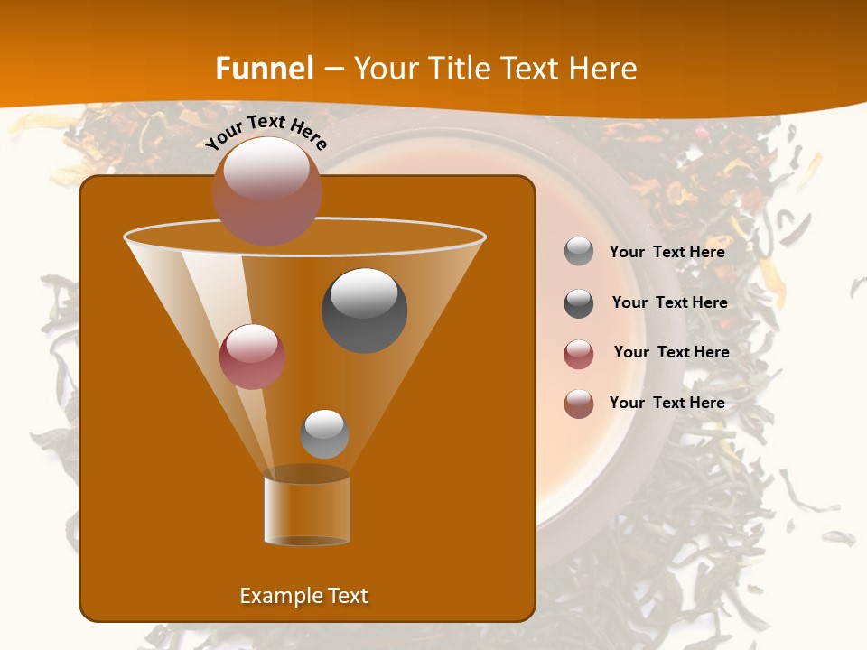 A Mix Green, Black And Flower Tea Leaves With Cup Of Tea PowerPoint Template