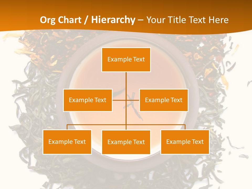 A Mix Green, Black And Flower Tea Leaves With Cup Of Tea PowerPoint Template