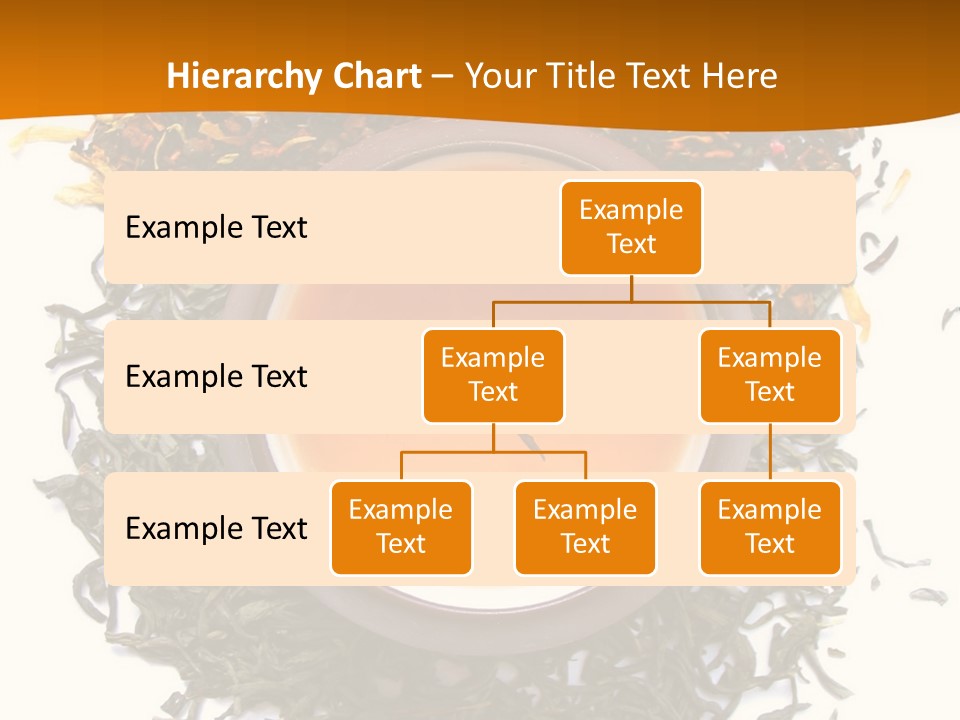 A Mix Green, Black And Flower Tea Leaves With Cup Of Tea PowerPoint Template