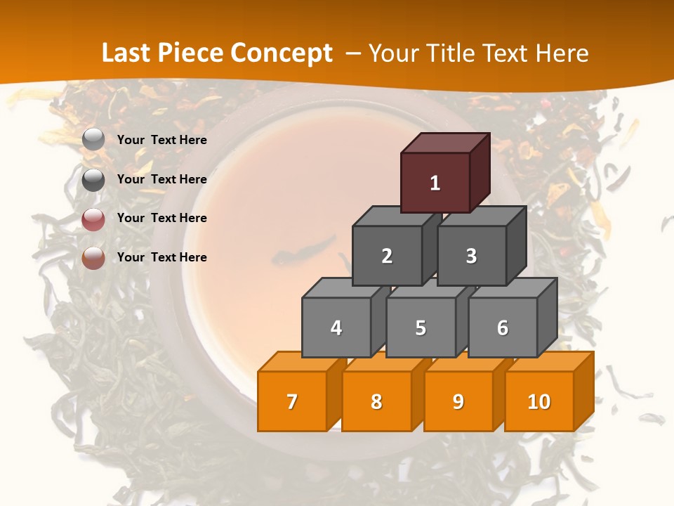 A Mix Green, Black And Flower Tea Leaves With Cup Of Tea PowerPoint Template