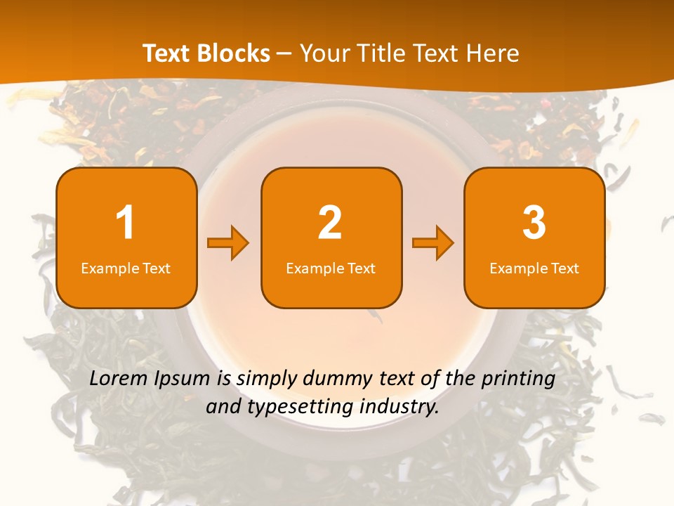 A Mix Green, Black And Flower Tea Leaves With Cup Of Tea PowerPoint Template