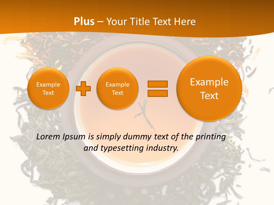 A Mix Green, Black And Flower Tea Leaves With Cup Of Tea PowerPoint Template