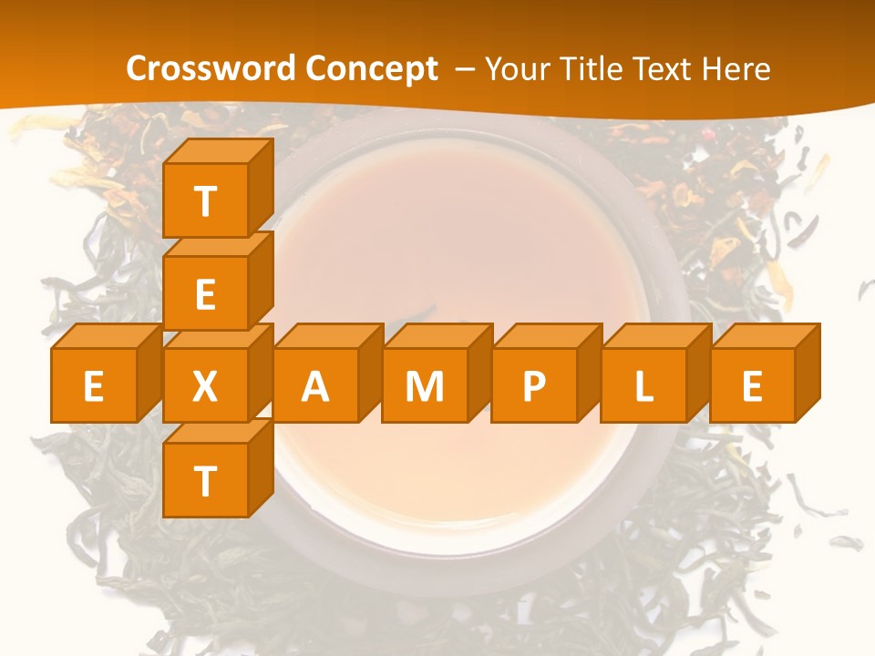 A Mix Green, Black And Flower Tea Leaves With Cup Of Tea PowerPoint Template