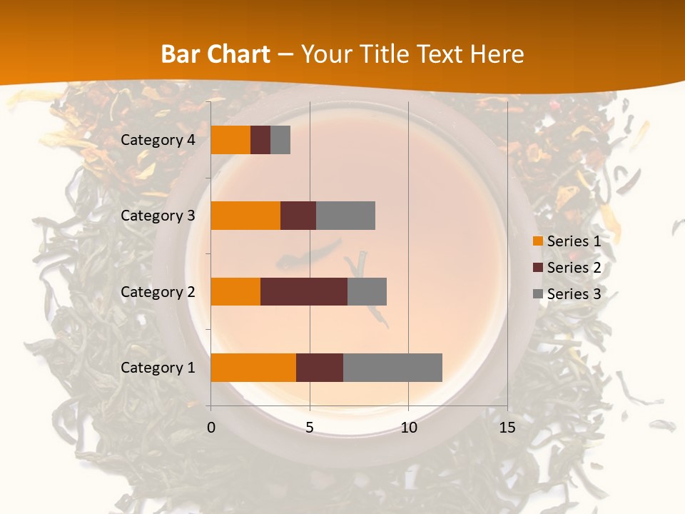 A Mix Green, Black And Flower Tea Leaves With Cup Of Tea PowerPoint Template