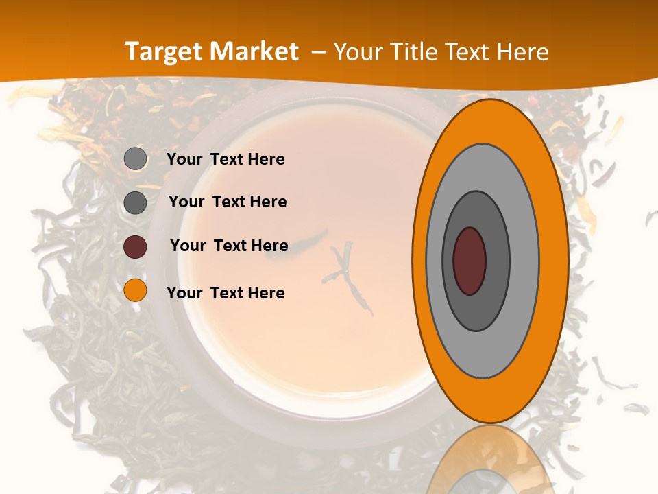 A Mix Green, Black And Flower Tea Leaves With Cup Of Tea PowerPoint Template