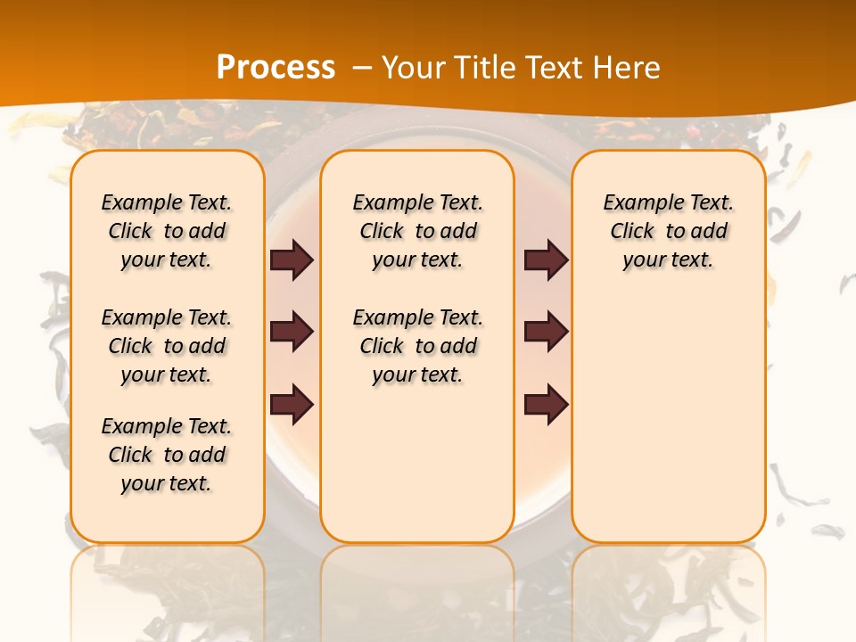 A Mix Green, Black And Flower Tea Leaves With Cup Of Tea PowerPoint Template