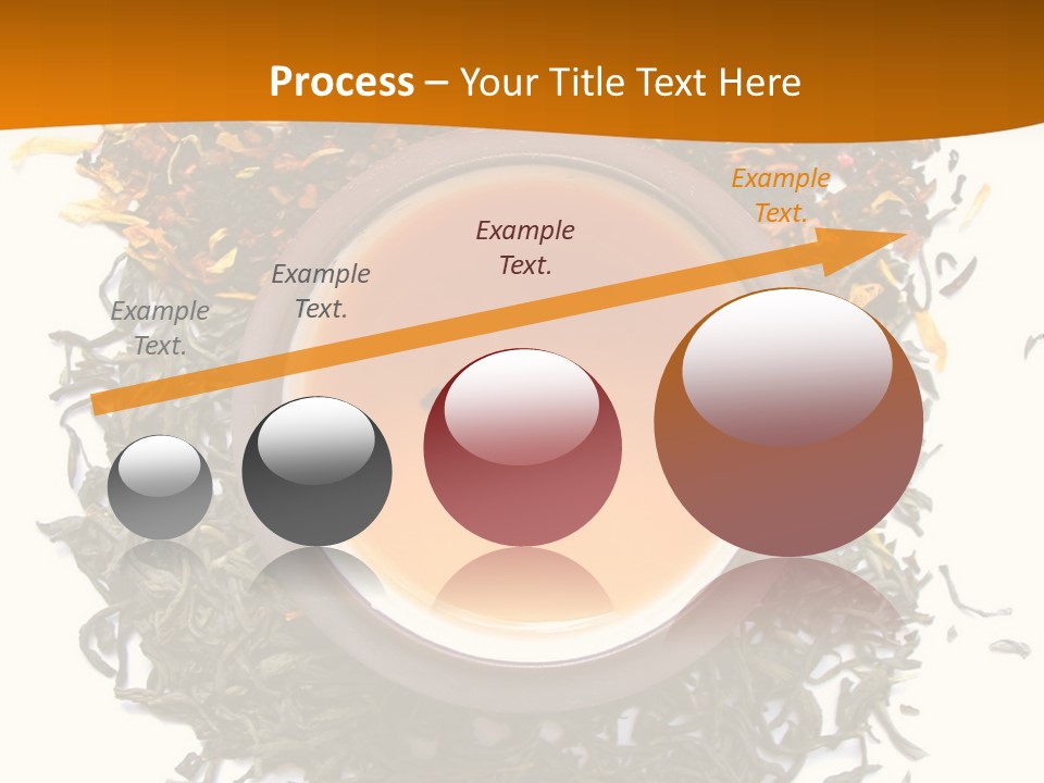 A Mix Green, Black And Flower Tea Leaves With Cup Of Tea PowerPoint Template