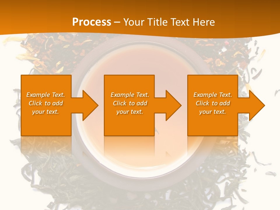 A Mix Green, Black And Flower Tea Leaves With Cup Of Tea PowerPoint Template