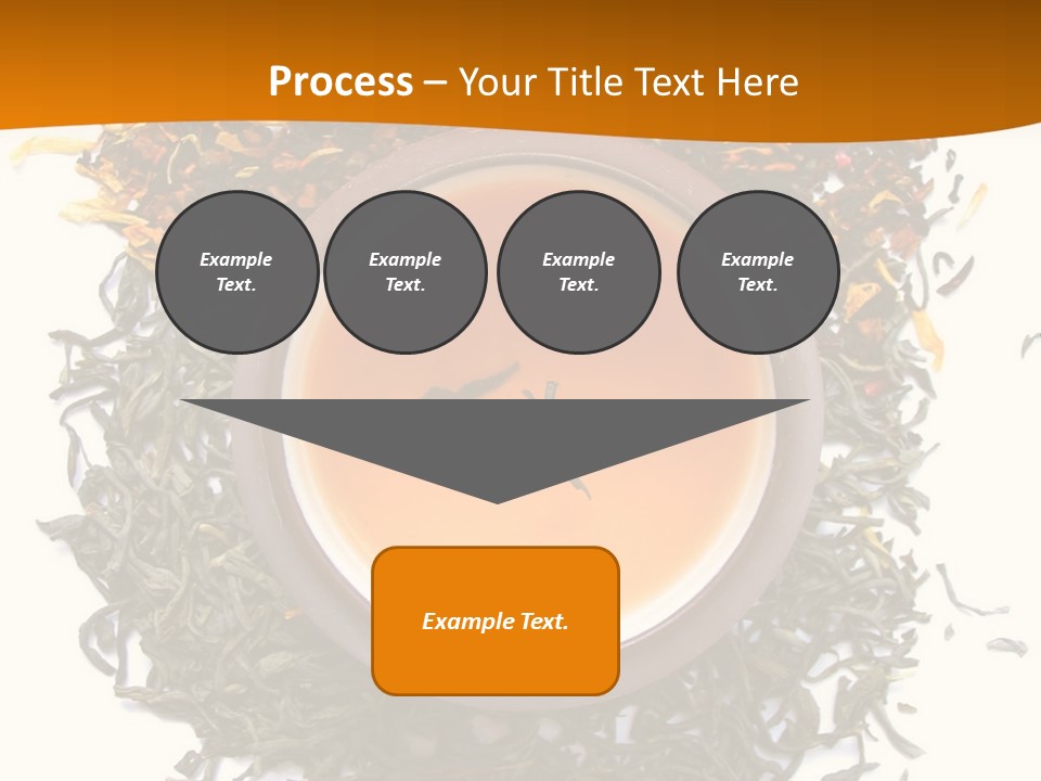 A Mix Green, Black And Flower Tea Leaves With Cup Of Tea PowerPoint Template