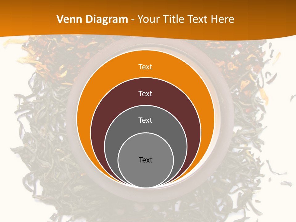 A Mix Green, Black And Flower Tea Leaves With Cup Of Tea PowerPoint Template