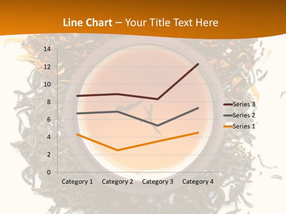 A Mix Green, Black And Flower Tea Leaves With Cup Of Tea PowerPoint Template
