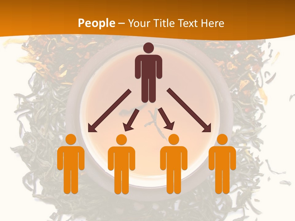 A Mix Green, Black And Flower Tea Leaves With Cup Of Tea PowerPoint Template