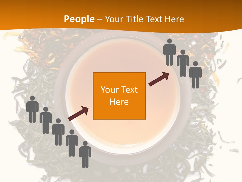 A Mix Green, Black And Flower Tea Leaves With Cup Of Tea PowerPoint Template