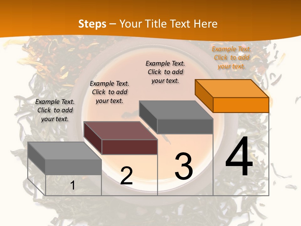 A Mix Green, Black And Flower Tea Leaves With Cup Of Tea PowerPoint Template