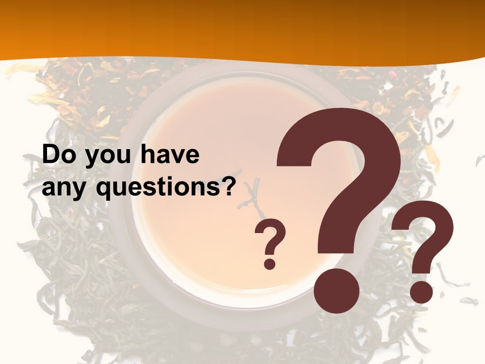 A Mix Green, Black And Flower Tea Leaves With Cup Of Tea PowerPoint Template