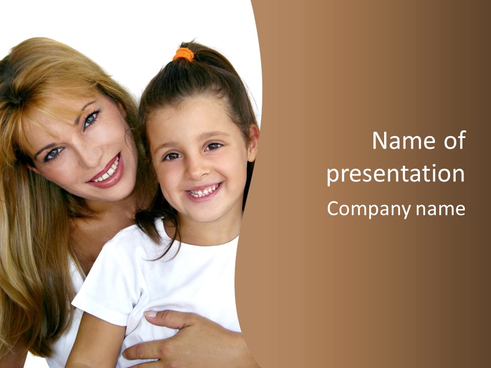 A Woman And A Child Are Smiling For The Camera PowerPoint Template