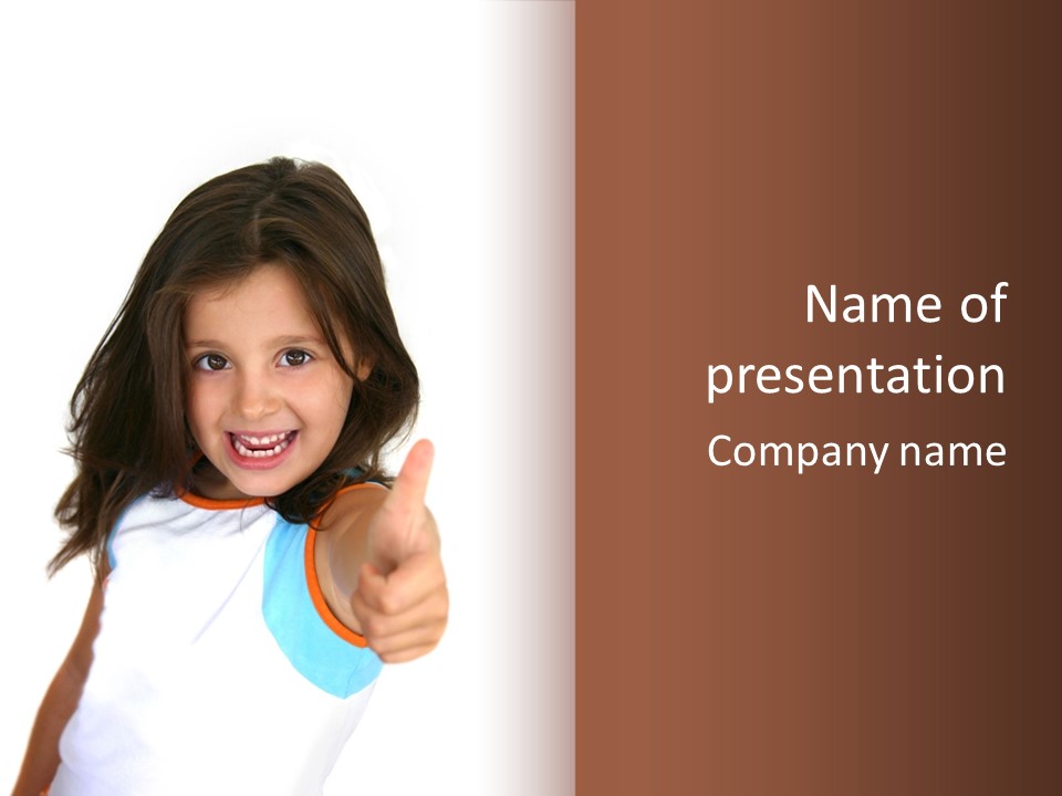 Happy Little Girl (Thumbs Up) PowerPoint Template