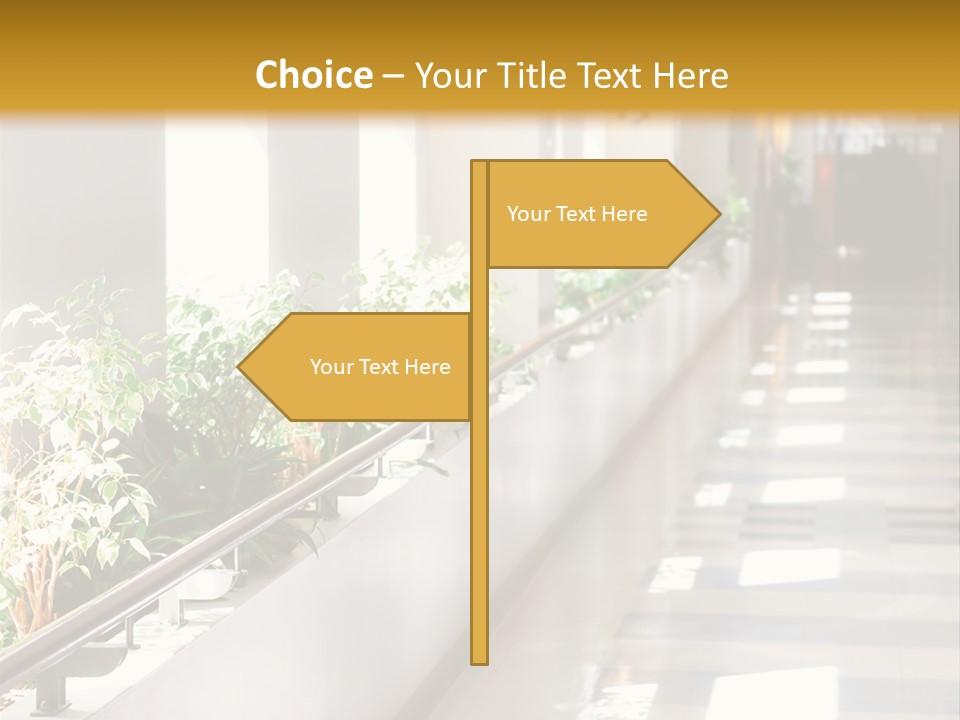 Hospital Corridor Leading To A Reception Area PowerPoint Template