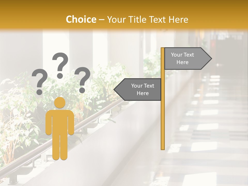 Hospital Corridor Leading To A Reception Area PowerPoint Template