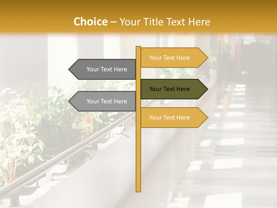 Hospital Corridor Leading To A Reception Area PowerPoint Template