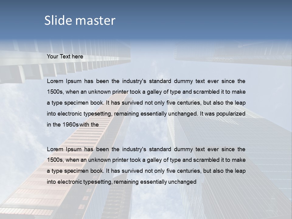 Downtown Calgary Office Buildings Soaring Into The Skyline While Gleaming In The Sun PowerPoint Template