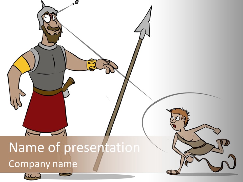 The Classic Bible Story Of David Versus Goliath. PowerPoint Template