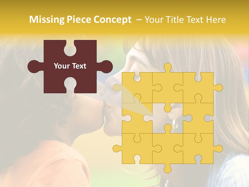 Family Love - Mother And Son Portrait Kissing Outdoors On A Sunny Day PowerPoint Template