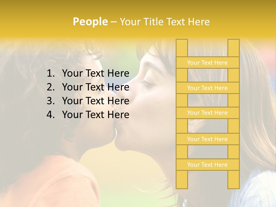 Family Love - Mother And Son Portrait Kissing Outdoors On A Sunny Day PowerPoint Template