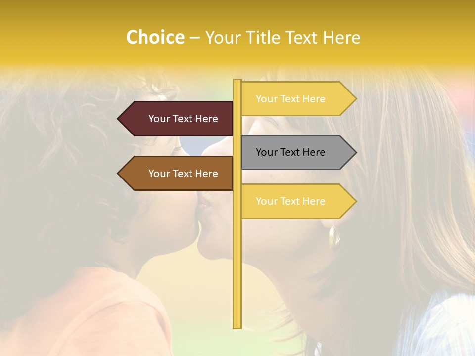 Family Love - Mother And Son Portrait Kissing Outdoors On A Sunny Day PowerPoint Template