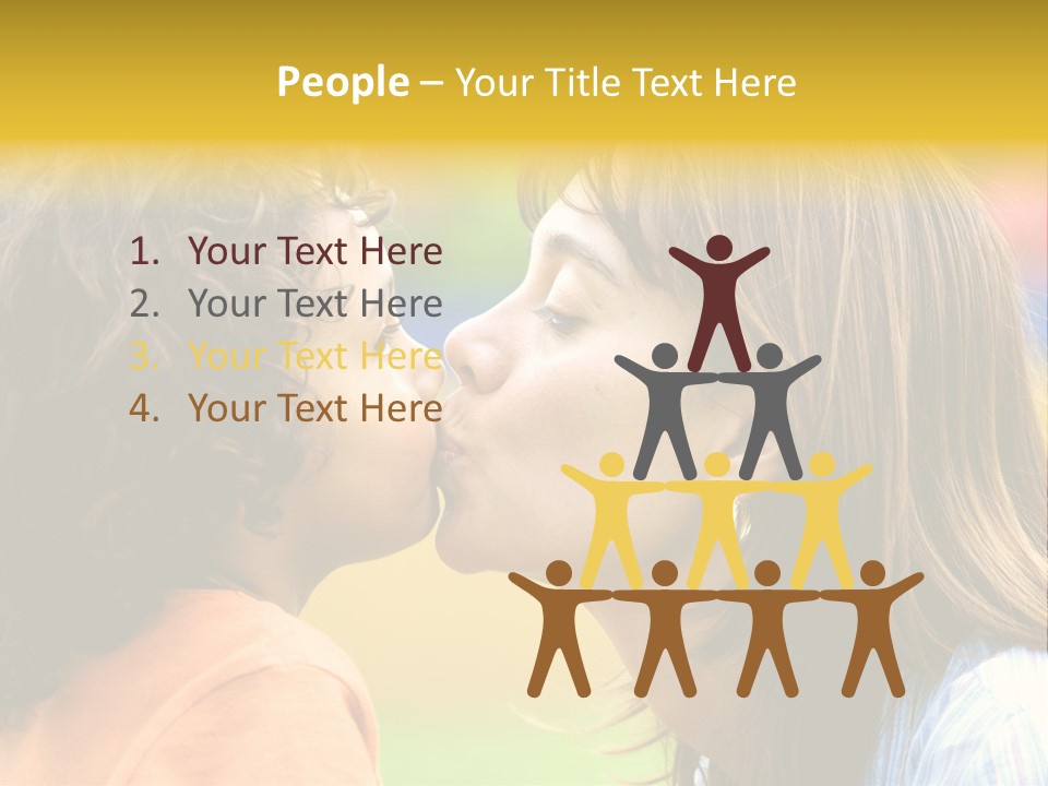 Family Love - Mother And Son Portrait Kissing Outdoors On A Sunny Day PowerPoint Template