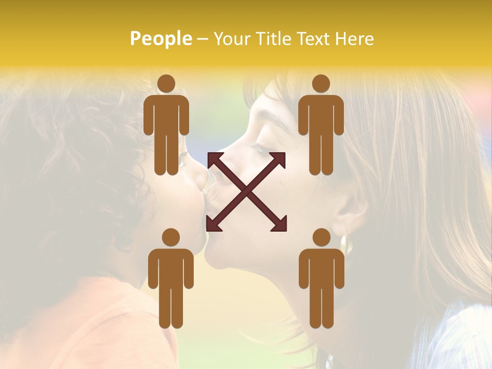 Family Love - Mother And Son Portrait Kissing Outdoors On A Sunny Day PowerPoint Template